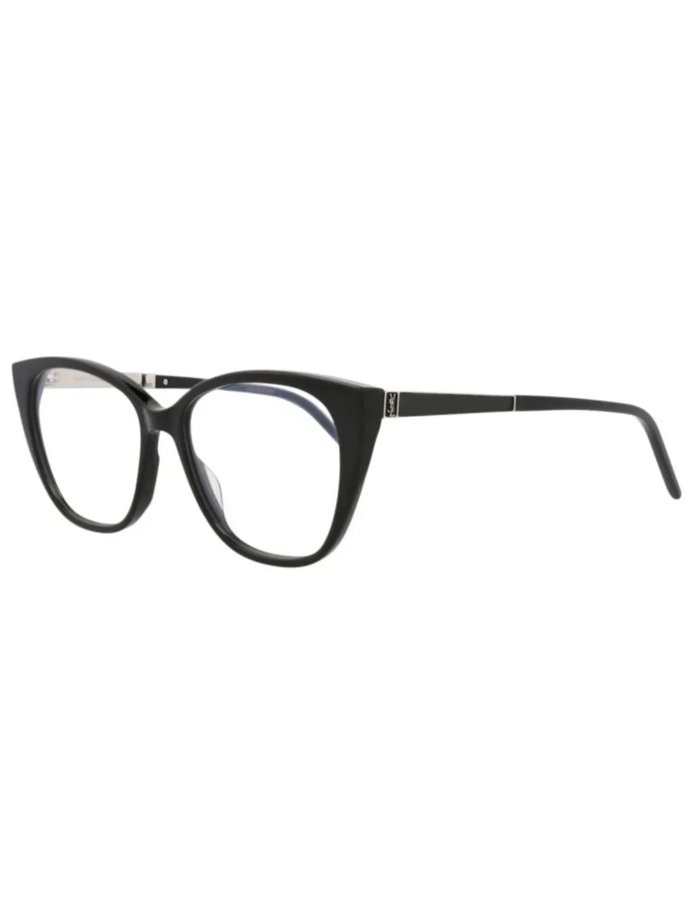 New Saint Laurent Women's Eyeglasses Cat Eye Acetate Frame Black Silver